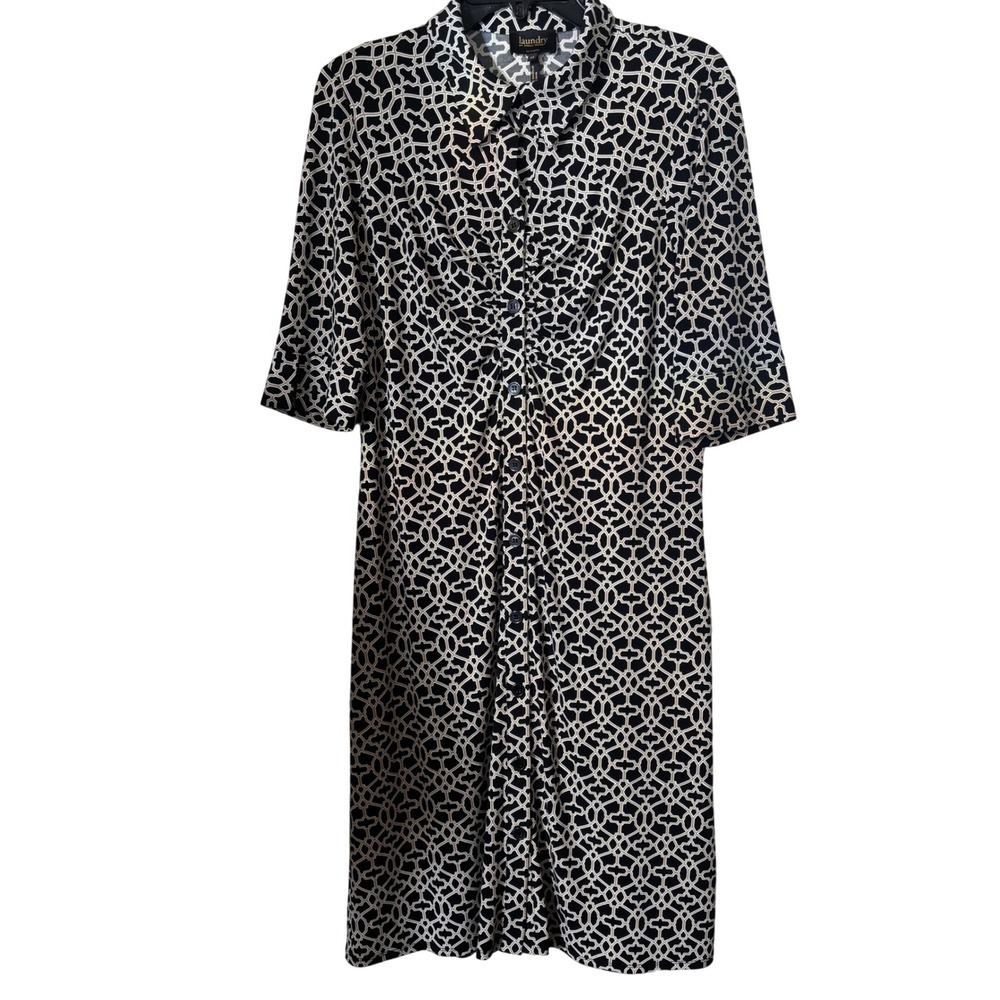 Laundry by Shelli Segal Women's Dress 12 Large Geometric Print Button Down